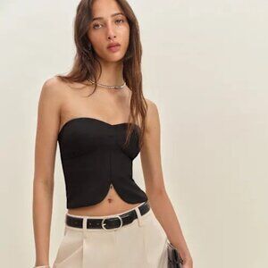 Reformation Maisie Linen Top Black - Size 6